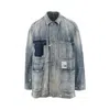 Miharayasuhiro Versized Used Effect Denim Jacket In Blue