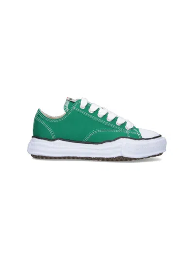 Miharayasuhiro Vibrant Green Low-top Sneakers With Minimalistic Detailing