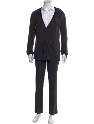 Pre-owned Miharayasuhiro V-neck Long Sleeve Cardigan In Black