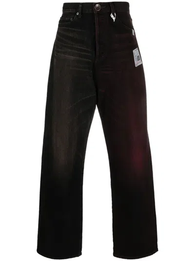 Miharayasuhiro W-combined Straight-leg Jeans In Black