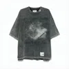 Miharayasuhiro Washed Charcoal Grey Oversized Tee With Distressed Graphics In White