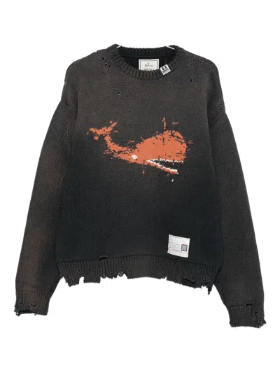 Miharayasuhiro Whale Intarsia-knit Sweater In Black