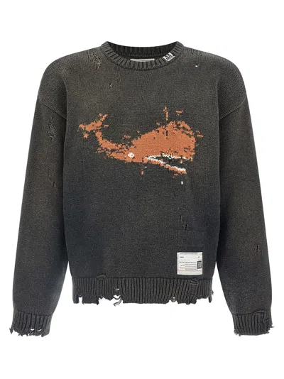 Miharayasuhiro Whale Jacquard Knit Sweaters And Cardigans Black In Gray