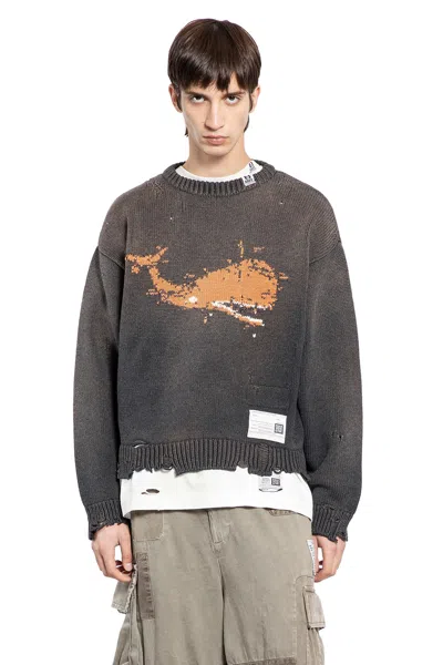 Miharayasuhiro Whale Jacquard Sweater In Gray