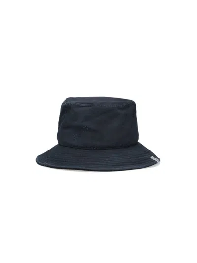 Miharayasuhiro Wide Brim Bucket Hat With Contrasting Embroidered Logo Patch In Blue