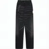 Miharayasuhiro Wide-leg Denim Pants With Elastic Waistband And Faded Finish In Black