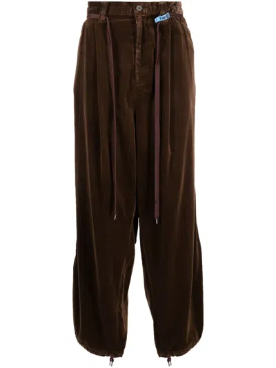 Miharayasuhiro Wide-leg Velvet Trousers In Brown
