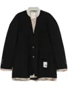 Miharayasuhiro Collarless Wool Blazer In Black