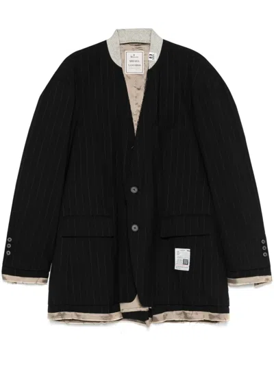 Miharayasuhiro Collarless Wool Blazer In Black