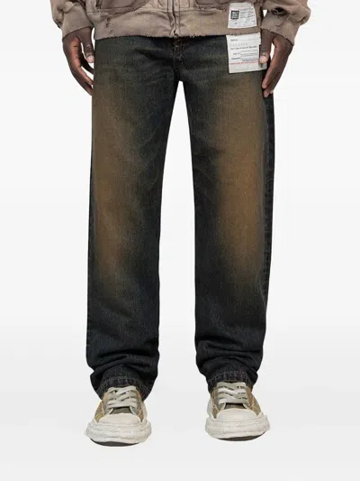 Miharayasuhiro Zip-fastening Faded Jeans In Gray