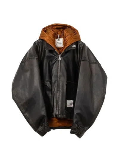 Miharayasuhiro Zip-fastening Hooded Jacket In Black