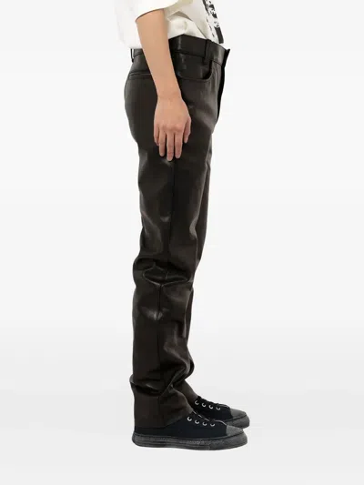 Miharayasuhiro Zip-pocket Leather Trousers In Black