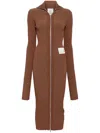 Miharayasuhiro Zip Up Kitted Maxi Dress In Brown