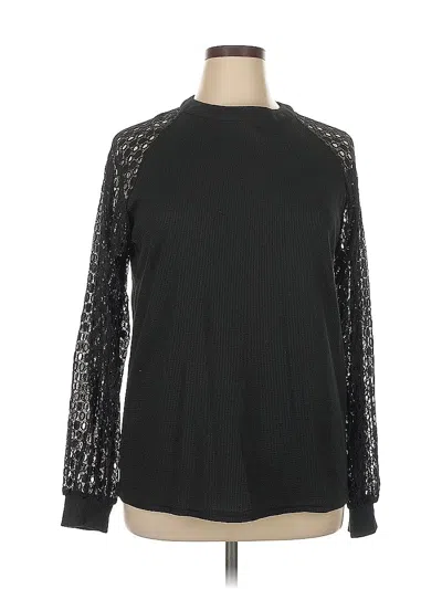 Pre-owned Miholl Long Sleeve Top Black Mock Neckline Tops
