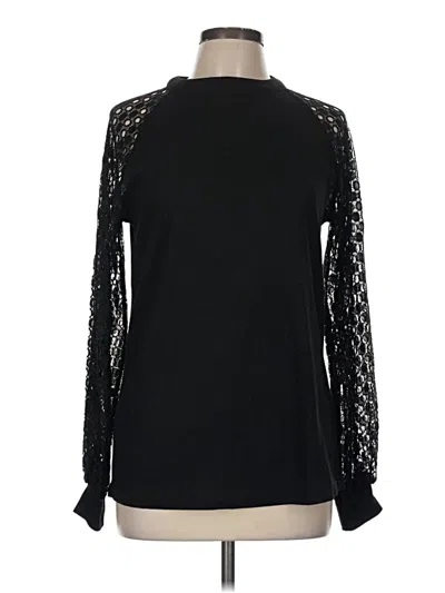 Pre-owned Miholl Long Sleeve Top Black Mock Neckline Tops