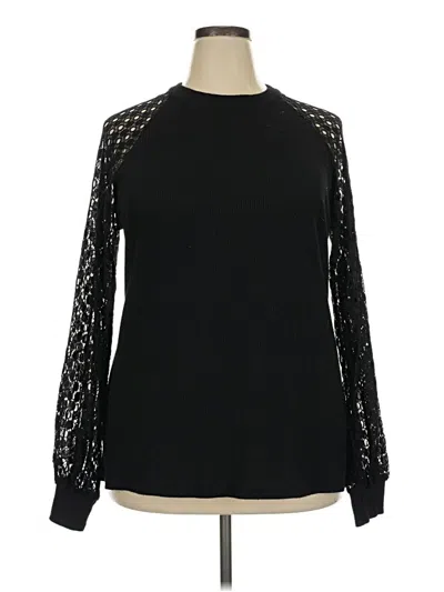 Pre-owned Miholl Long Sleeve Top Black Mock Neckline Tops
