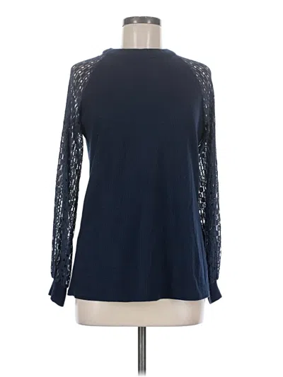 Pre-owned Miholl Long Sleeve Top Blue Crew Neck Tops