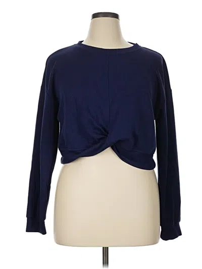 Pre-owned Miholl Long Sleeve Top Blue Keyhole Neckline Tops