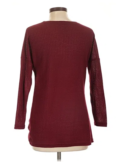 Pre-owned Miholl Long Sleeve Top Burgundy Boatneck Tops