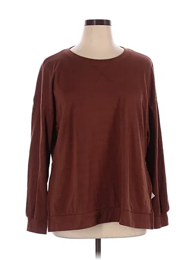 Pre-owned Miholl Long Sleeve Top Burgundy Crew Neck Tops