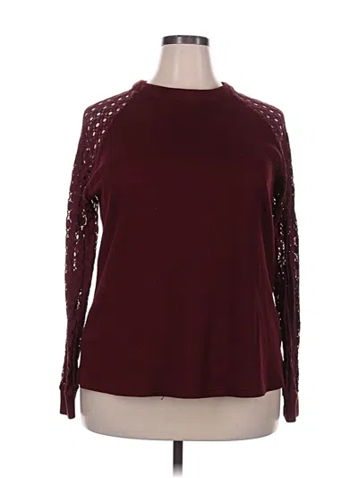 Pre-owned Miholl Long Sleeve Top Burgundy Mock Neckline Tops