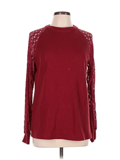 Pre-owned Miholl Long Sleeve Top Burgundy Mock Neckline Tops