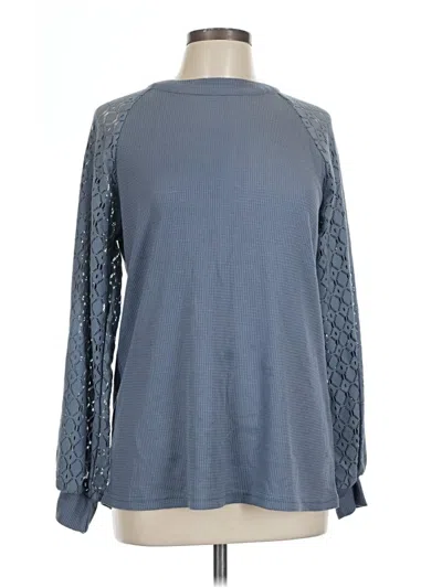 Pre-owned Miholl Long Sleeve Top Gray Crew Neck Tops