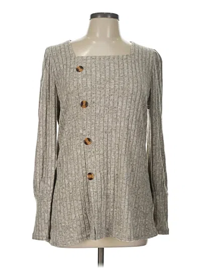 Pre-owned Miholl Long Sleeve Top Gray Square Neckline Tops