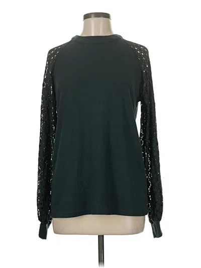 Pre-owned Miholl Long Sleeve Top Green Mock Neckline Tops