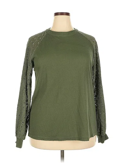 Pre-owned Miholl Long Sleeve Top Green Mock Neckline Tops