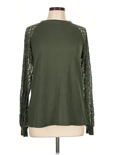 Pre-owned Miholl Long Sleeve Top Green Mock Neckline Tops