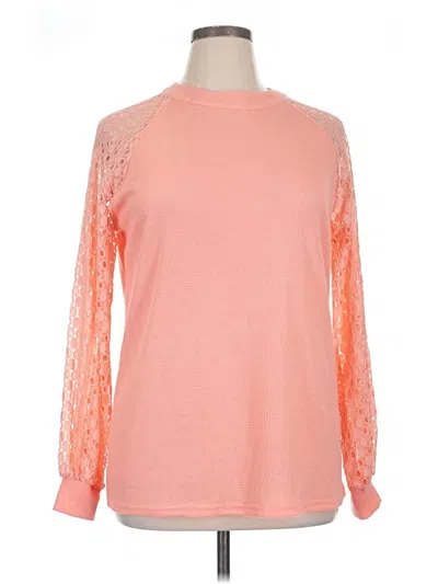 Pre-owned Miholl Long Sleeve Top Orange Mock Neckline Tops