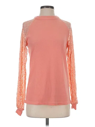 Pre-owned Miholl Long Sleeve Top Orange Mock Neckline Tops