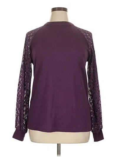 Pre-owned Miholl Long Sleeve Top Purple Mock Neckline Tops