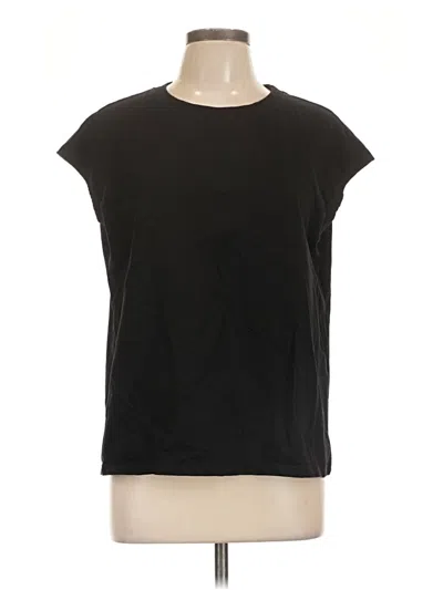 Pre-owned Miholl Short Sleeve Top Black Crew Neck Tops