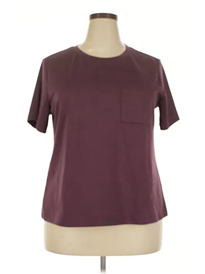 Pre-owned Miholl Short Sleeve Top Burgundy Crew Neck Tops