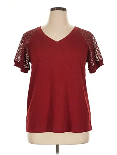 Pre-owned Miholl Short Sleeve Top Burgundy V-neck Tops