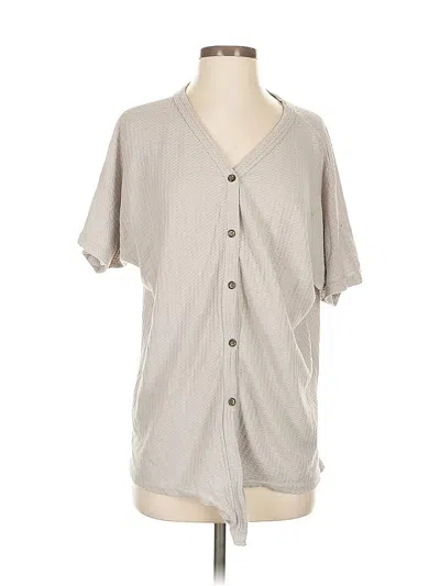 Pre-owned Miholl Short Sleeve Top Gray V Neck Tops