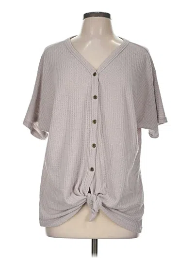 Pre-owned Miholl Short Sleeve Top Gray V-neck Tops