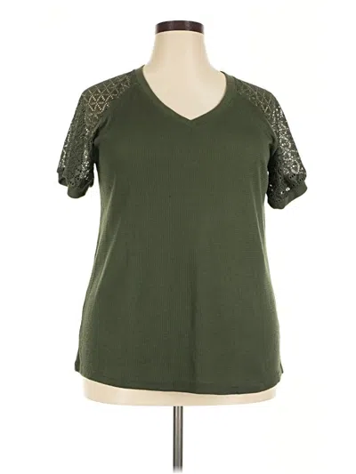 Pre-owned Miholl Short Sleeve Top Green Sweetheart Neckline Tops