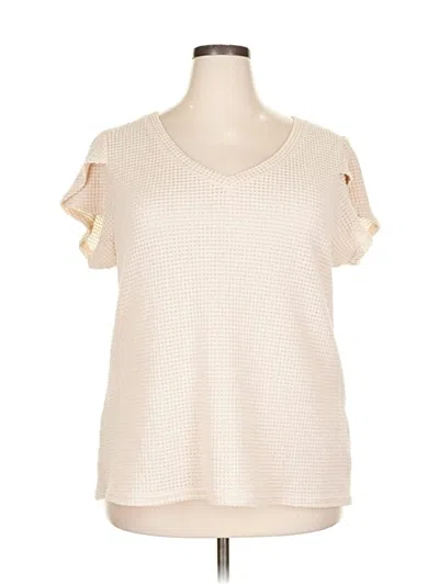 Pre-owned Miholl Short Sleeve Top Ivory Cold Shoulder Neckline Tops In White