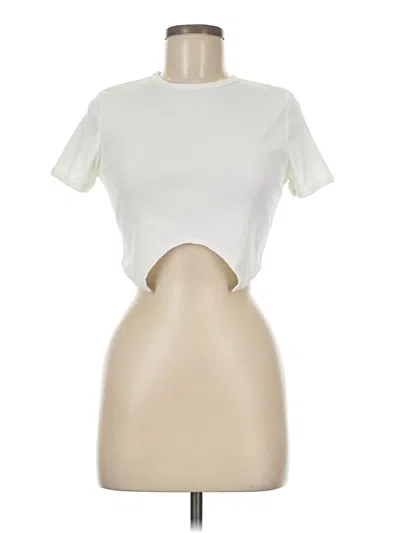 Pre-owned Miholl Short Sleeve Top Ivory Keyhole Neckline Tops