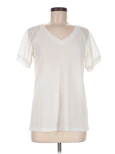 Pre-owned Miholl Short Sleeve Top Ivory V-neck Tops