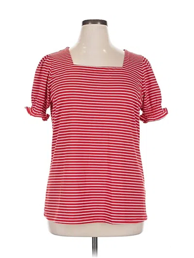 Pre-owned Miholl Short Sleeve Top Red Scoop Neck Tops