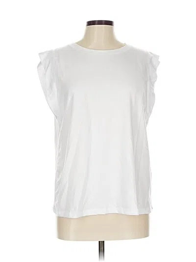 Pre-owned Miholl Short Sleeve Top White Ruffles Neckline Tops