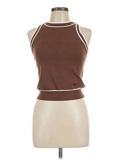Pre-owned Miholl Sleeveless Top Brown Halter Neckline Tops