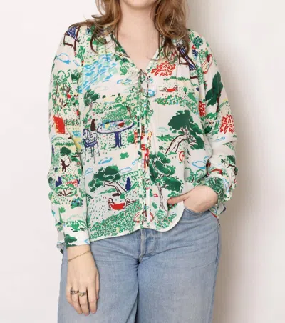 Mii Collection Charme Tunic Blouse In Toile De Jouy