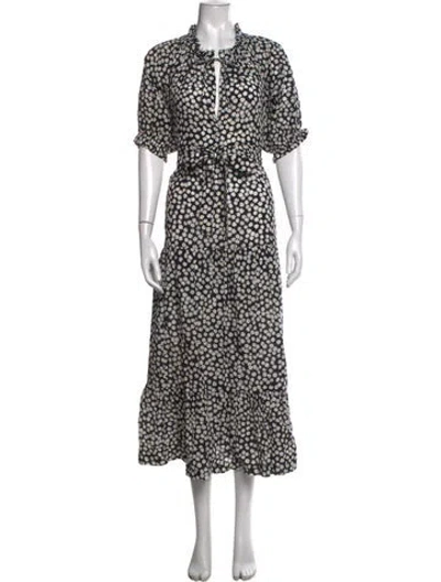Pre-owned Mii Collection Floral Print Long Dress In Black