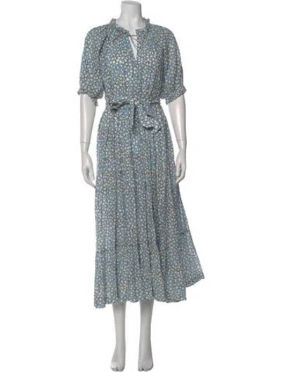 Pre-owned Mii Collection Floral Print Long Dress In Blue