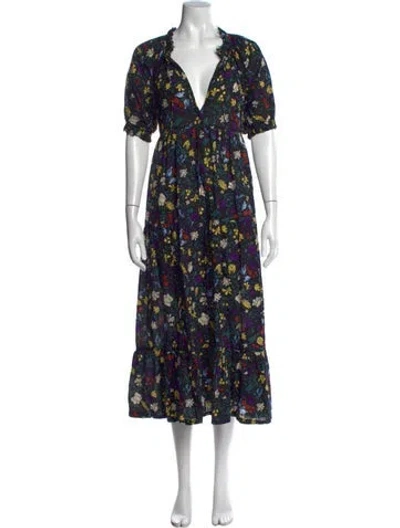 Pre-owned Mii Collection Floral Print Long Dress In Purple